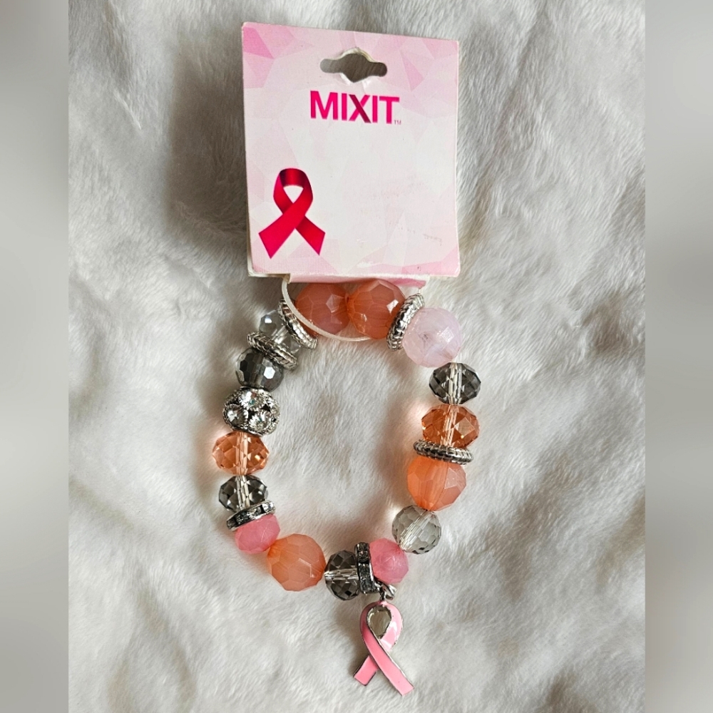 Pink & Silver Breast Cancer Awareness Bracelet